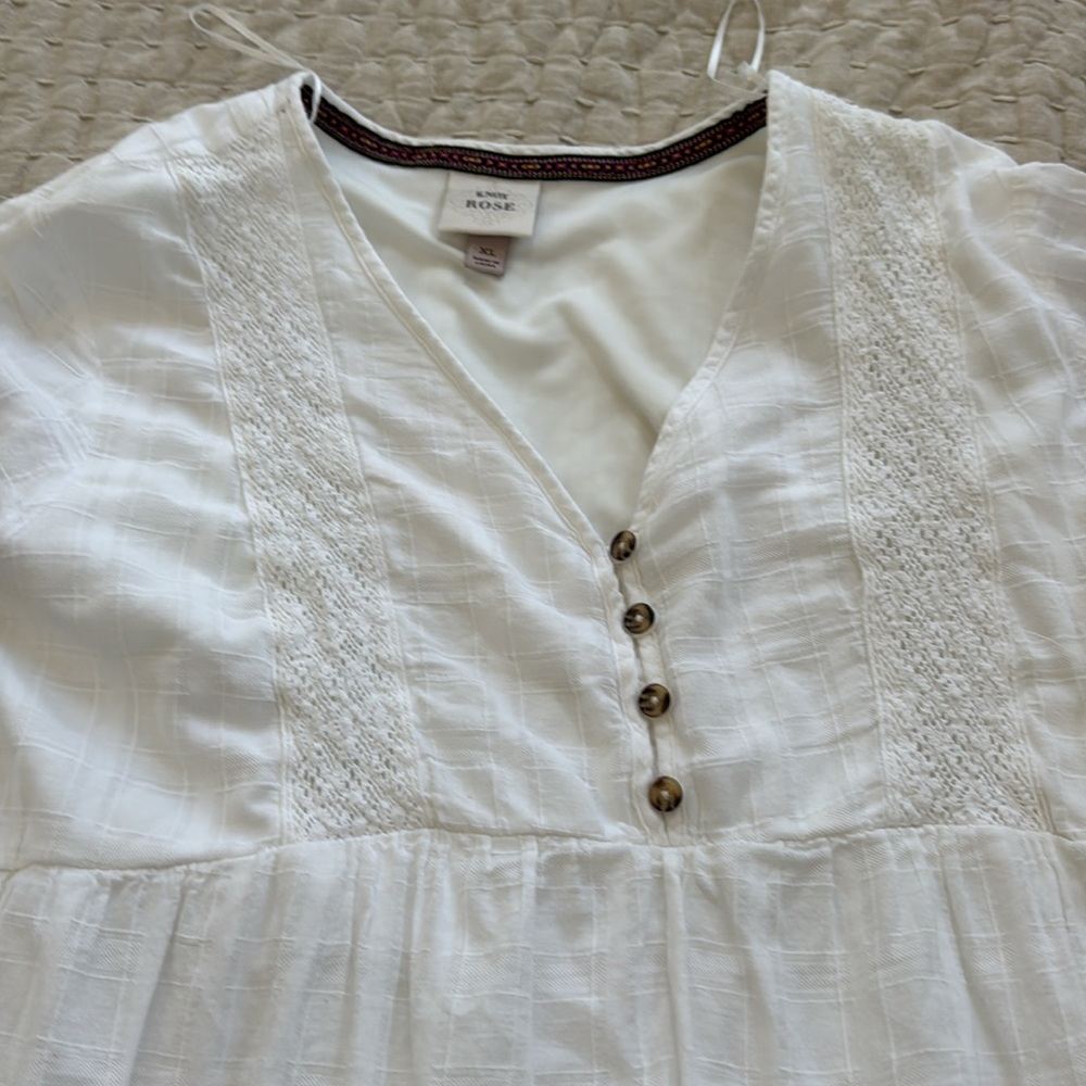 White Long Sleeve Blouse with Button Detail - Picture 2 of 4